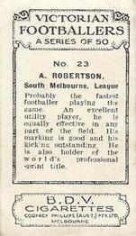 1933 Godfrey Phillips Victorian Footballers (A Series of 50) #23 Austin Robertson Back